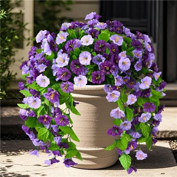 Artificial Flowers Outdoor Spring Decor Faux Silk Morning Glory Fake Flower - Picture 1 of 7